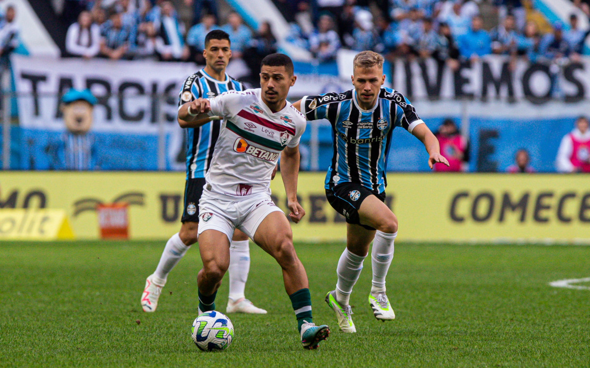 Porto Alegre, RS - Brasil - 13/08/2023 - Arena do Gr&ecirc;mio - Campeonato Brasileiro, d&eacute;cima nona rodada, jogo entre Fluminense x Gr&ecirc;mio.
FOTO DE MARCELO GON&Ccedil;ALVES / FLUMINENSE FC


IMPORTANTE: Imagem destinada a uso institucional e divulga?, seu uso comercial est?etado incondicionalmente por seu autor e o Fluminense Football Club.

IMPORTANT: Image intended for institutional use and distribution. Commercial use is prohibited unconditionally by its author and Fluminense Football Club.

IMPORTANTE: Im?n para uso solamente institucional y distribuici? El uso comercial es prohibido por su autor y por el Fluminense Football Club -  MARCELO GON&Ccedil;ALVES / FLUMINENSE FC