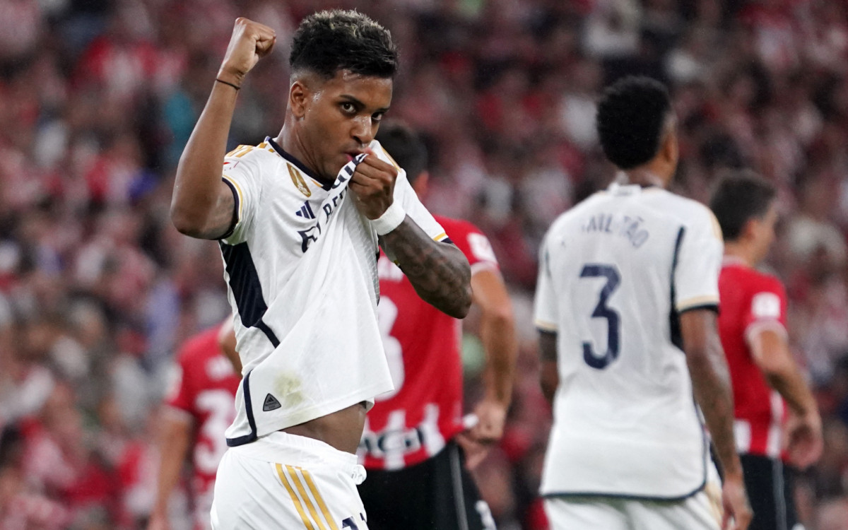 Rodyrgo comemora gol marcado na vit&oacute;ria do Real Madrid sobre o Athletic Bilbao