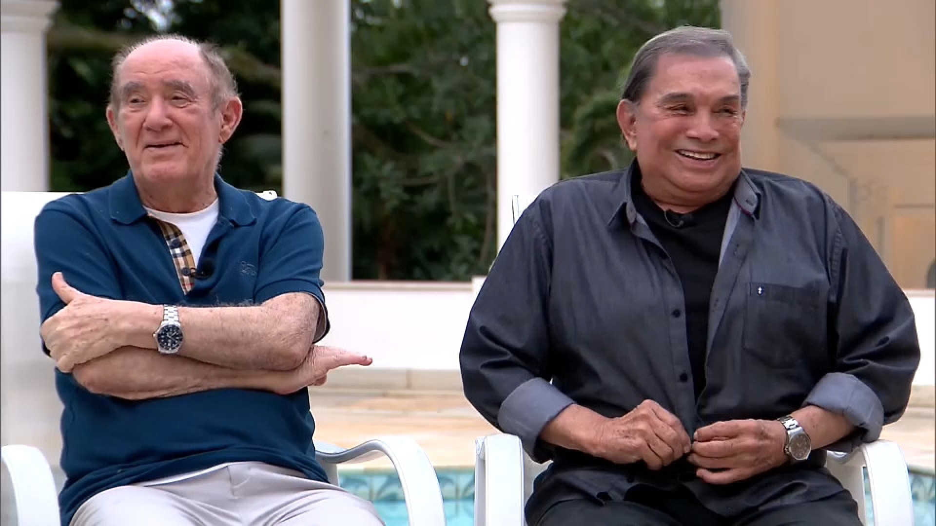 Renato Aragão e Dedé Santana se reencontram durante 'Domingo Espetacular', da Record TV - Divulgação / Record TV