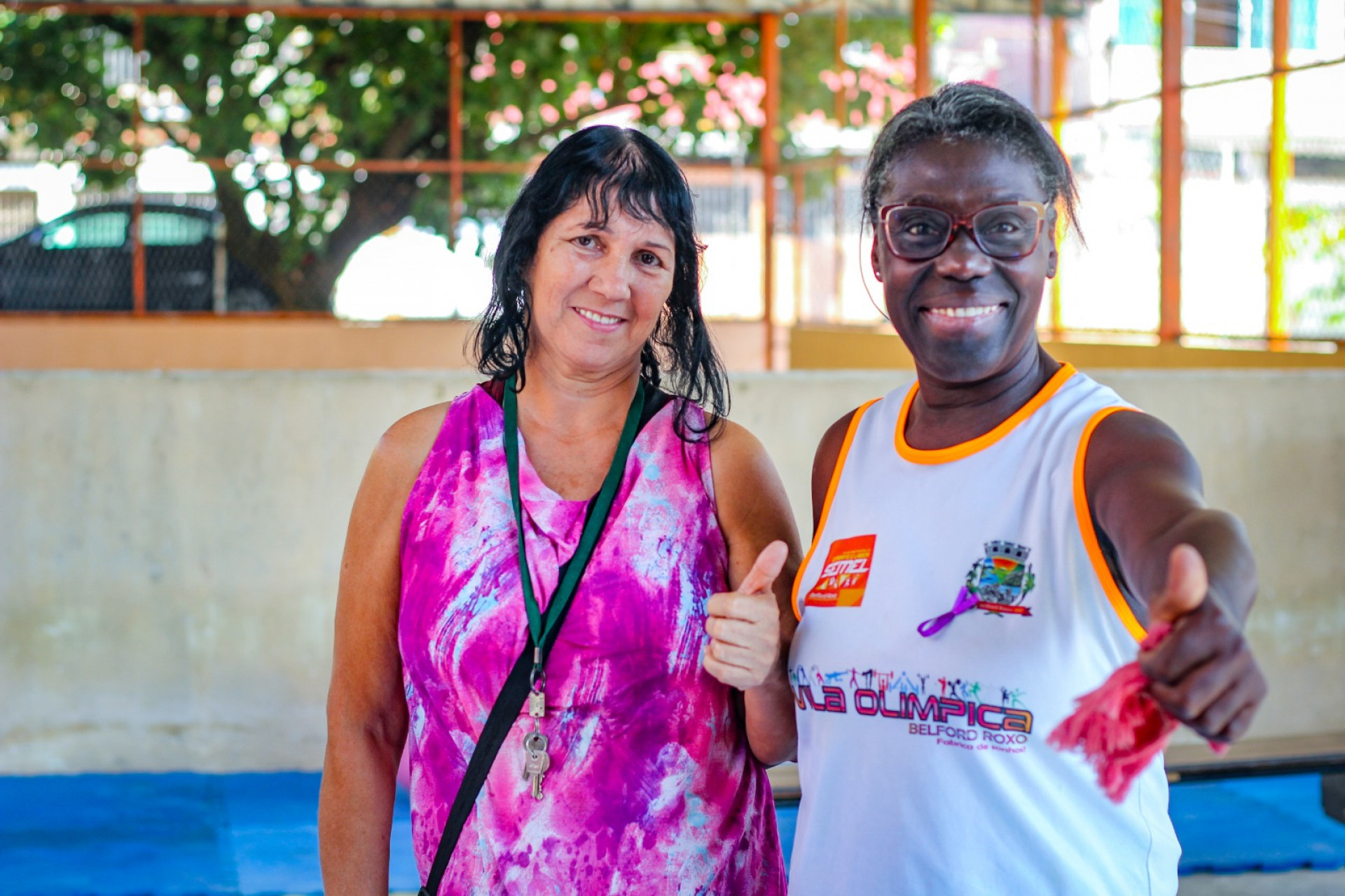 As amigas da aula de pilates da Vila Ol&iacute;mpica, Elizabeth Pereira e Maria da Paz comentaram sobre o tema do evento - Kristian Amarante/PMBR