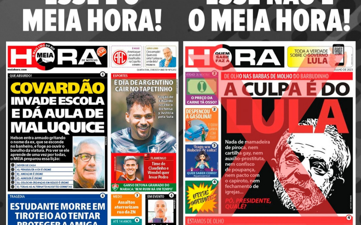 Cuidado, leitor do Meia Hora. Querem te enganar!