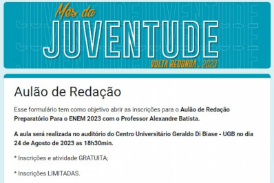 Coordenadoria da Juventude abre inscrições para aulão gratuito de redação
