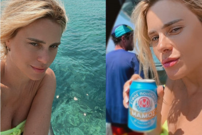 Carolina Dieckmann curte passeio de barco na Grécia