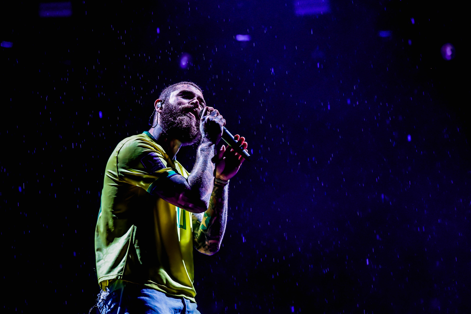 O rapper norte-americano Post Malone encerrou a primeira noite do palco Skyline na estreia do The Town, em São Paulo - Adriana Spaca / Ag. News