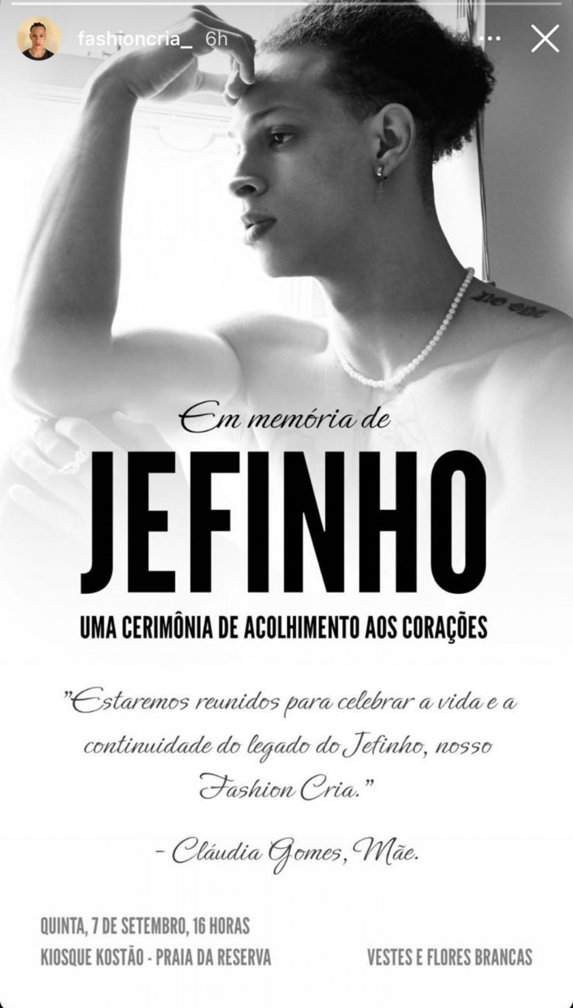 Reunião está sendo divulgada através do perfil do modelo Jeferson Gomes Alvarenga e de seus familiares