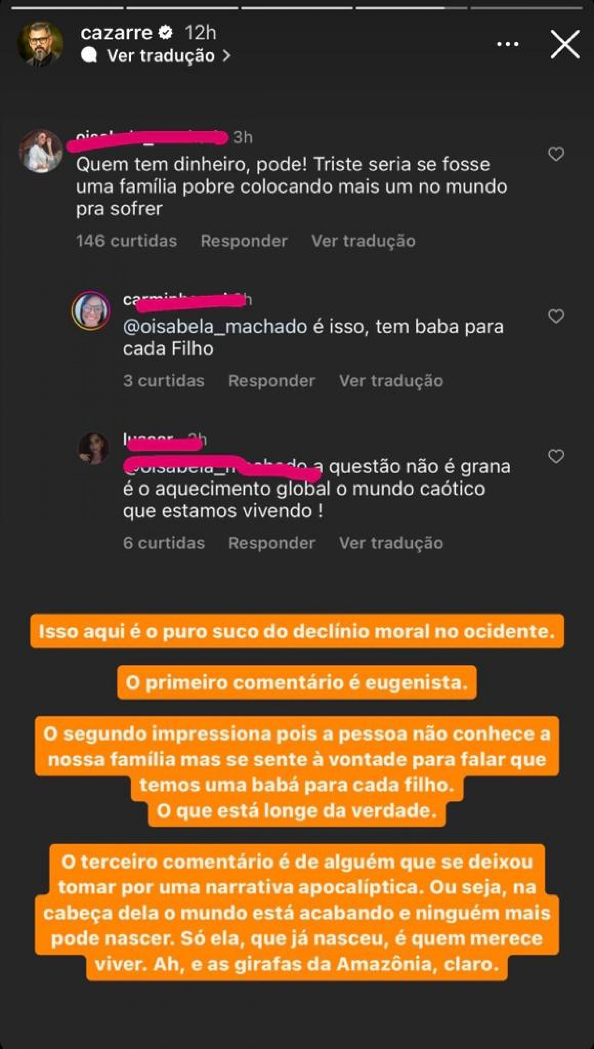 Juliano Cazarré rebate críticas após anunciar sexta gestação - Reprodução