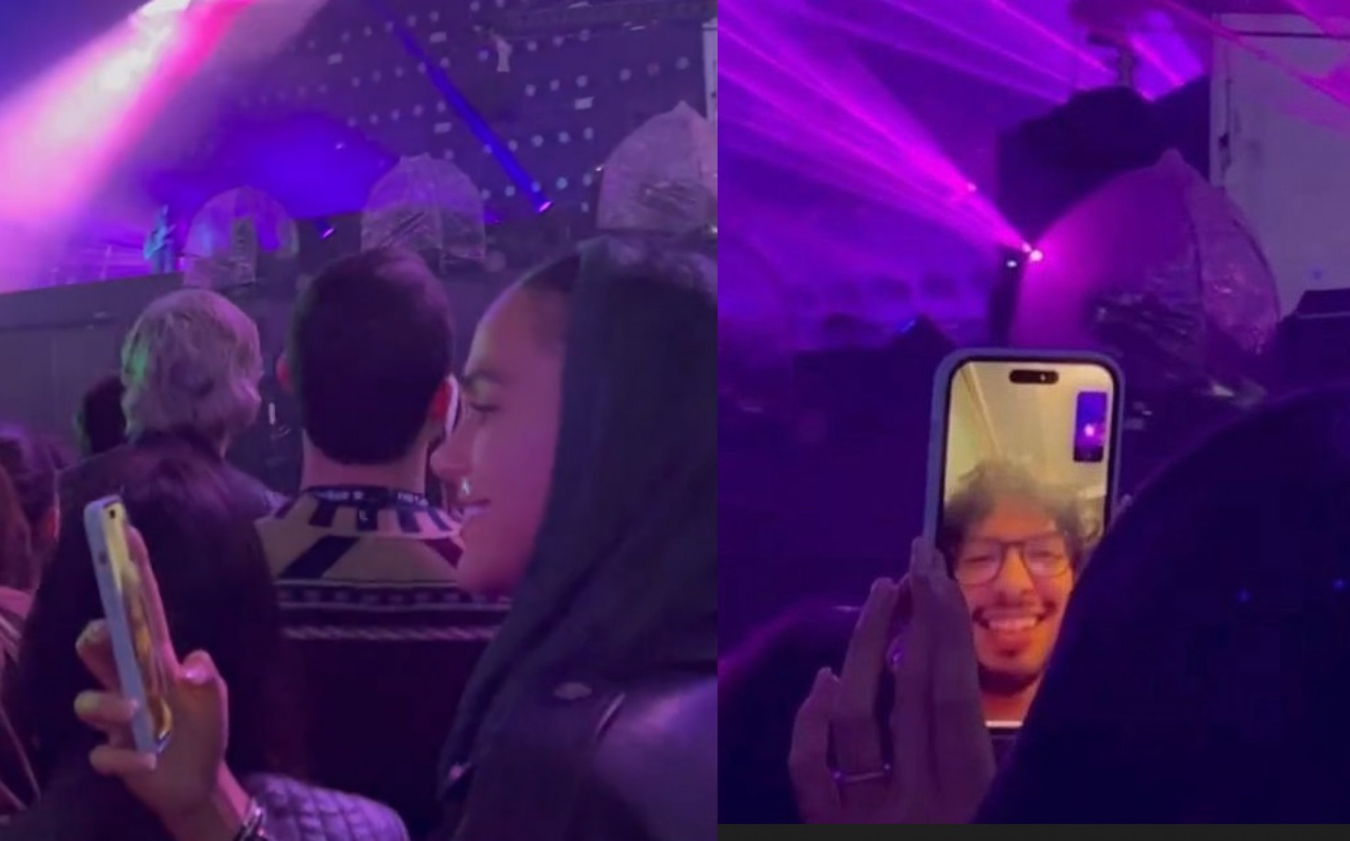 Bruna Marquezine faz videochamada durante show de Bruno Mars em São Paulo - Reprodução de vídeo