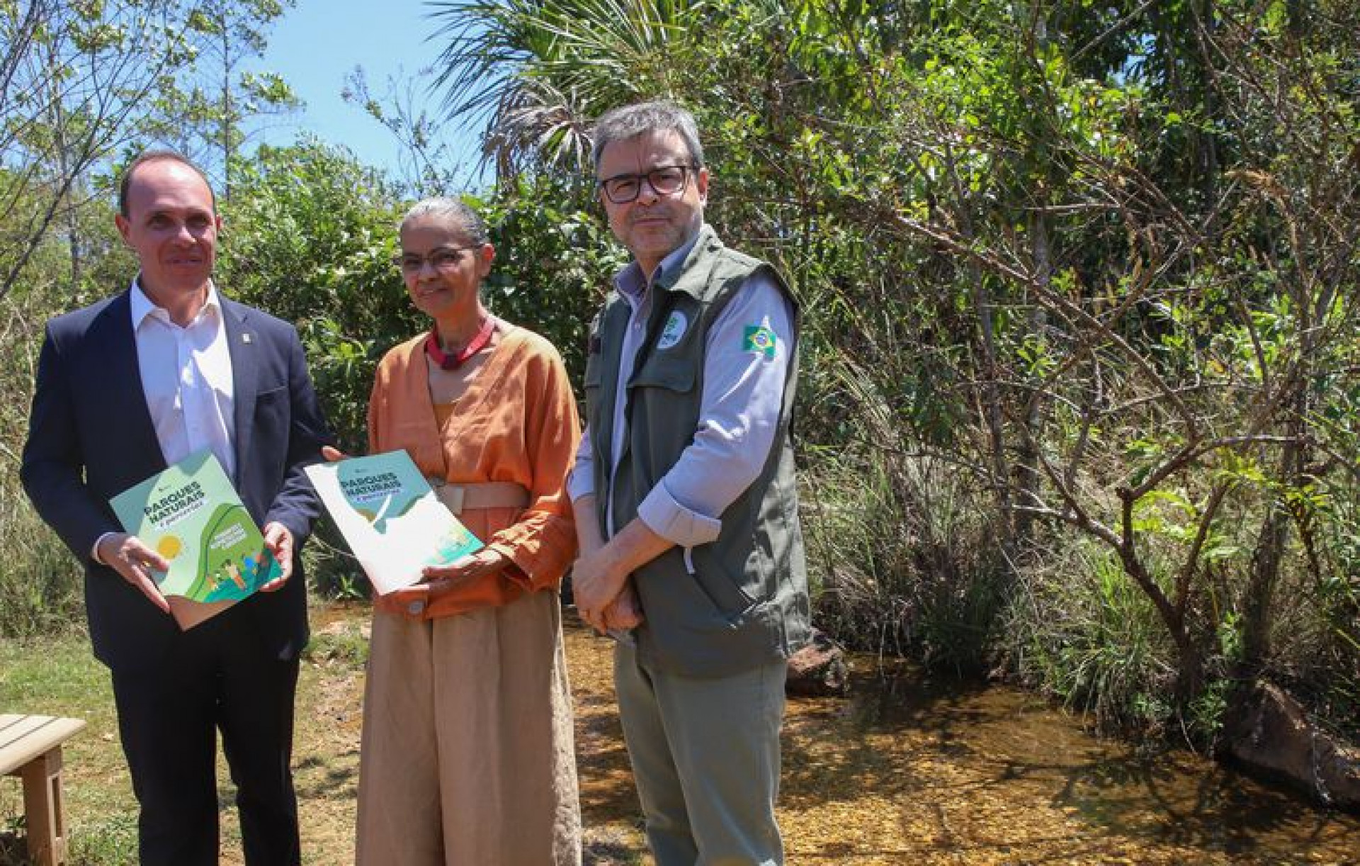 Andrey Silva (PPI-Casa Civil), Marina Silva, e o presidente do ICMBio, Mauro Pires - Antônio Cruz/Agência Brasil