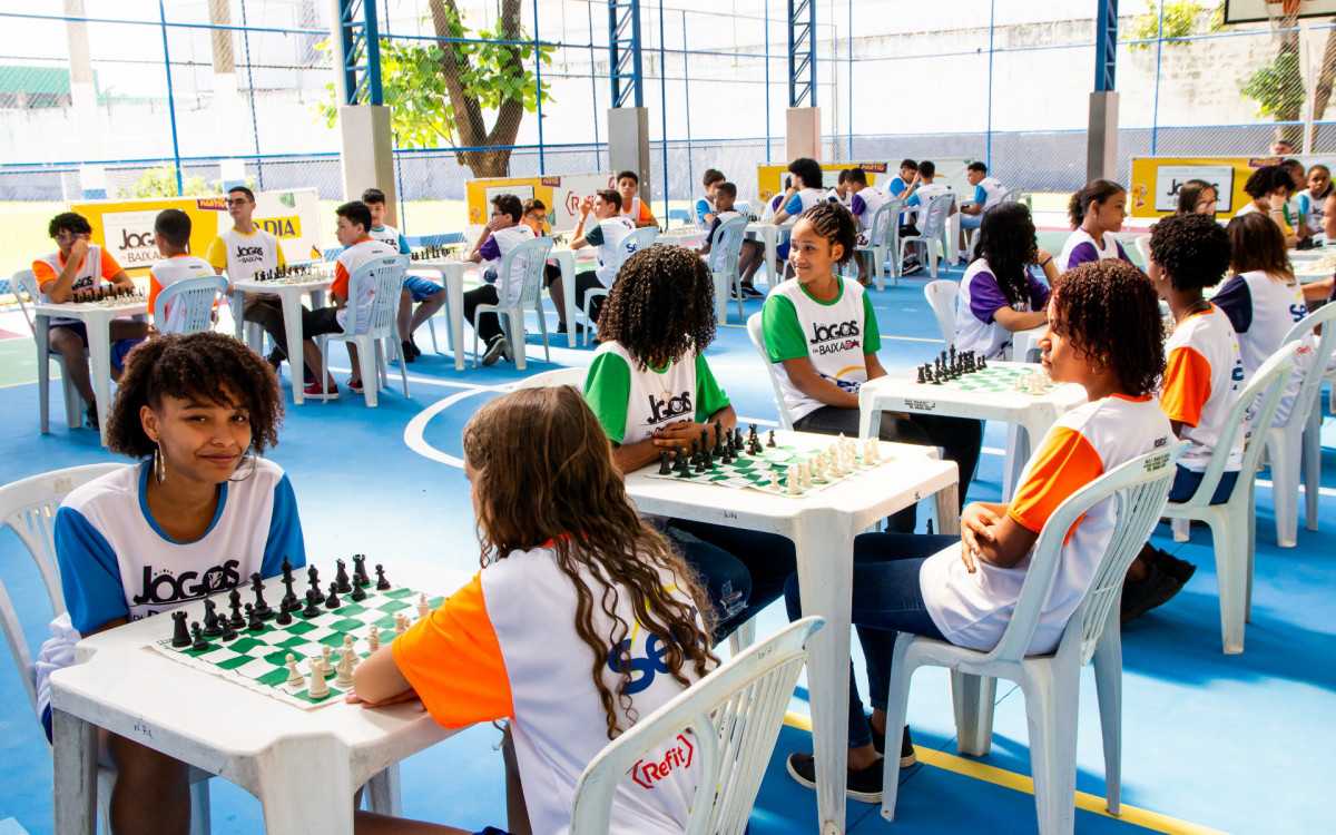 No xadrez, houve chaveamento para todos jogarem com todos