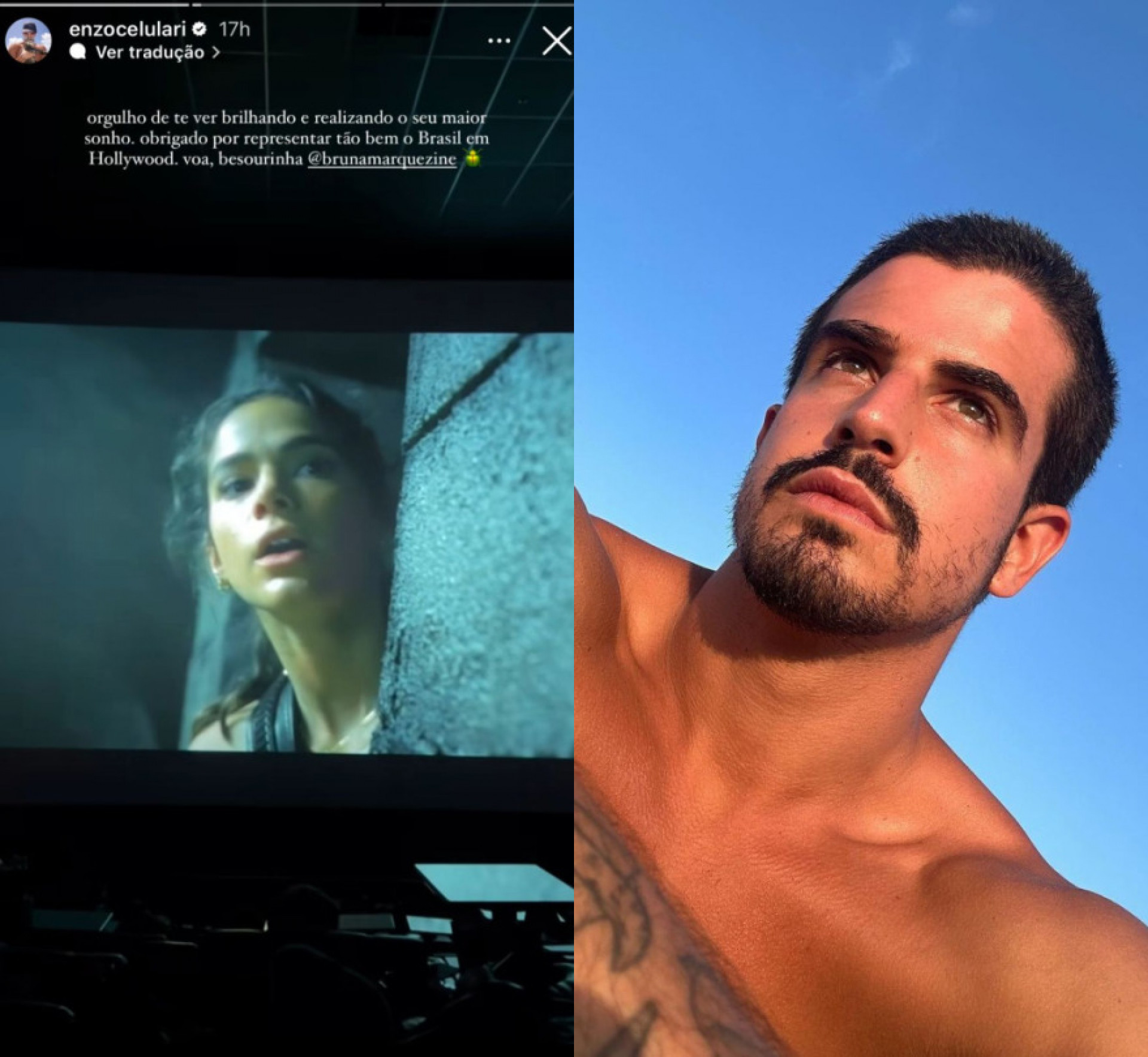 Enzo Celulari, ex de Bruna Marquezine, parabeniza atriz por filme - Reprodução
