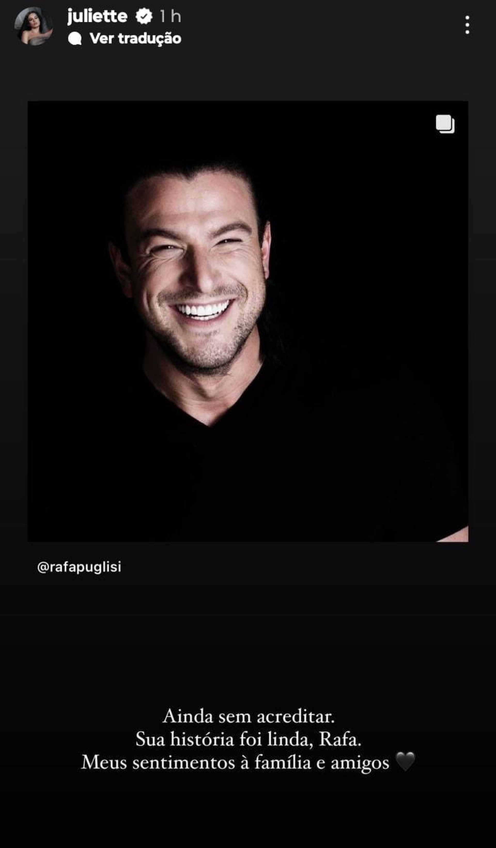 Juliette lamenta morte de Rafael Puglisi, dentista dos famosos - Reprodução/Instagram