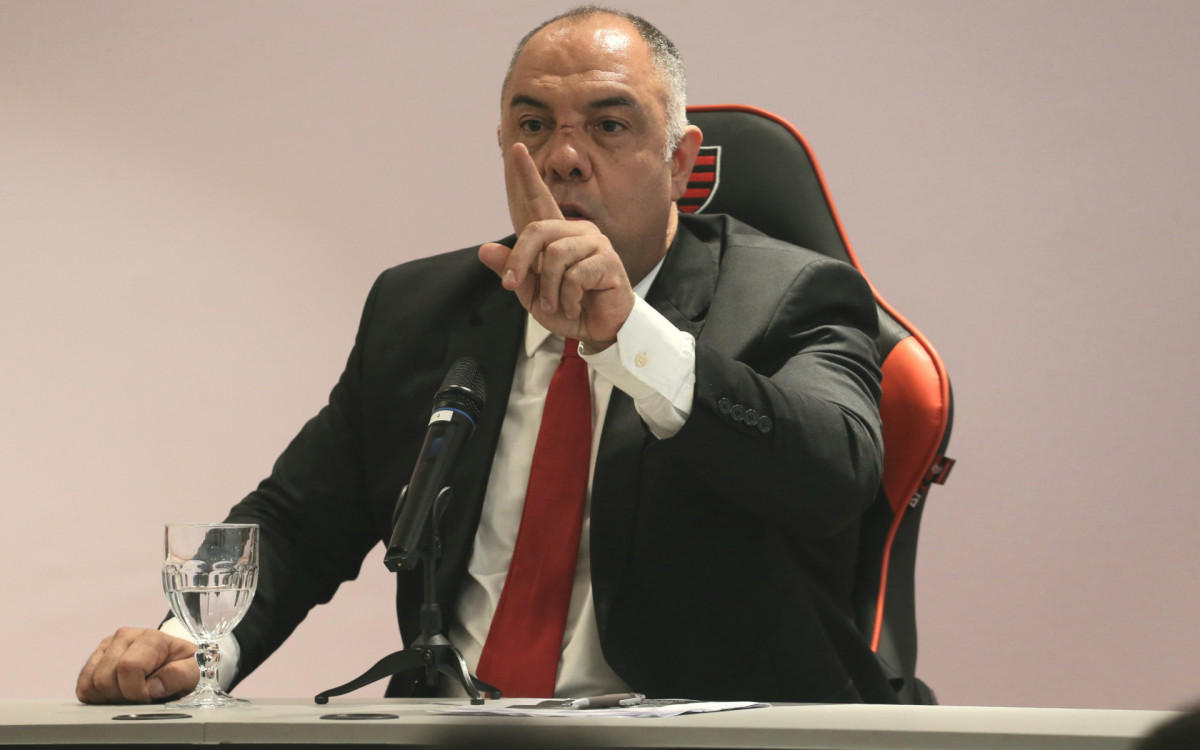 Coletiva do Marcos Braz, vice presidente do Flamengo, local CT George Helal, Ninho do Urubu, nesta Quinta-feira (21).