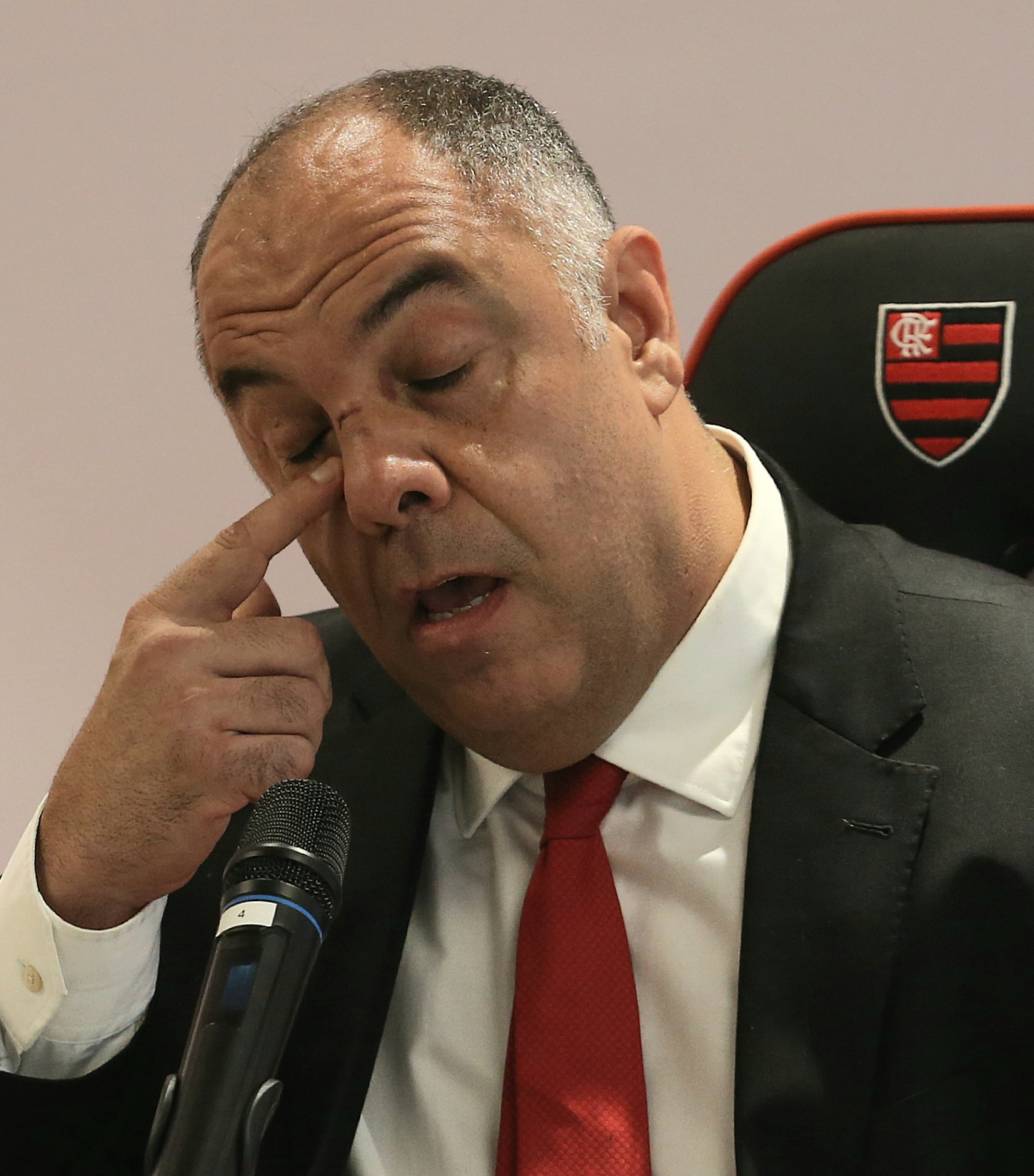Coletiva do Marcos Braz, vice presidente do Flamengo, local CT George Helal, Ninho do Urubu, nesta Quinta-feira (21). - Cleber Mendes