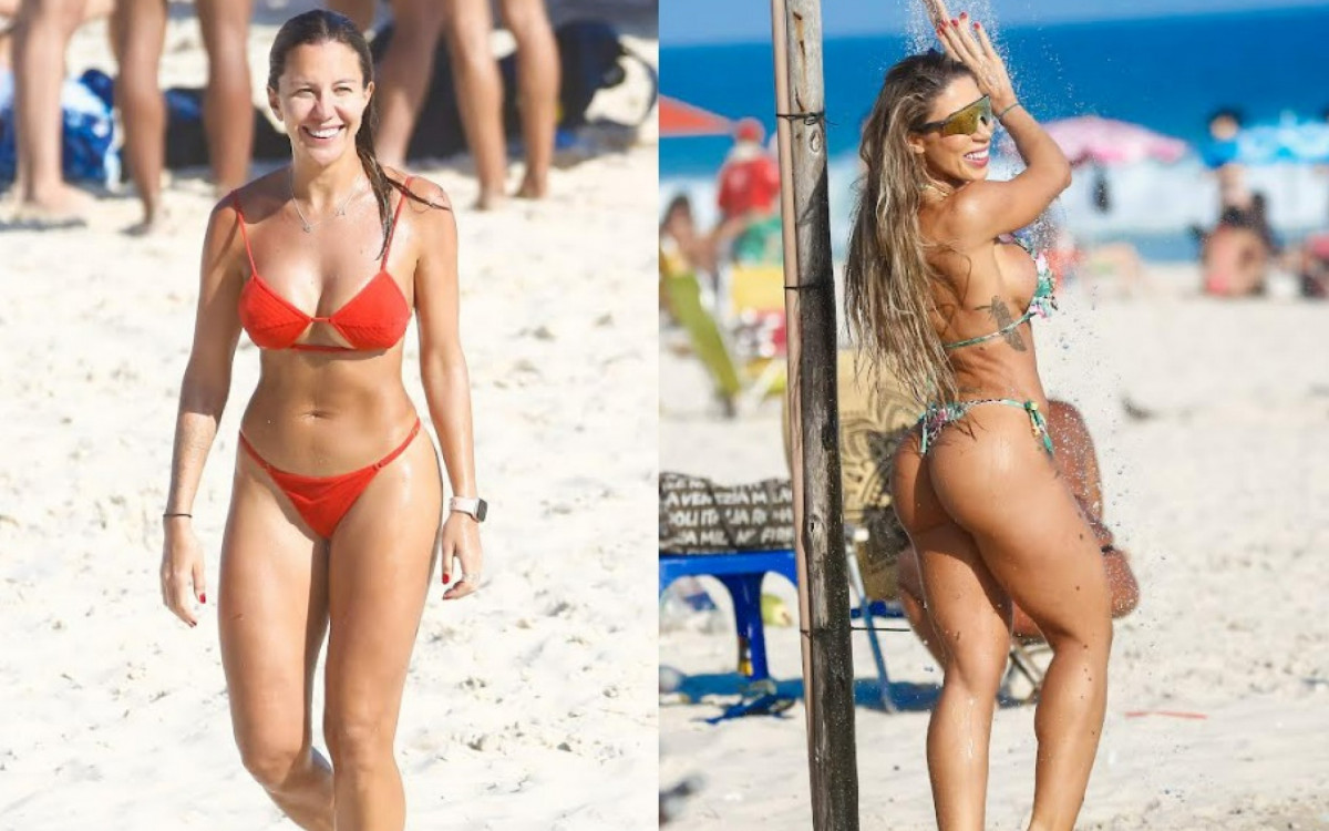 Bárbara Coelho e Tati Minerato aproveitam dia de praia no Rio -  Fabrício Pioyani / Agnews 