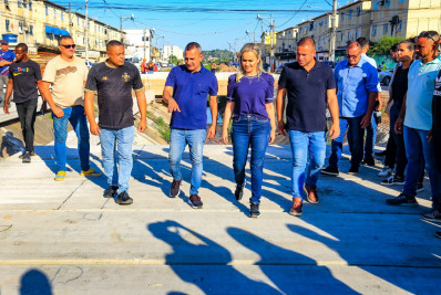 Belford Roxo: Prefeito e deputada federal visitam obras de cobertura do Canal do Sargento Roncalli