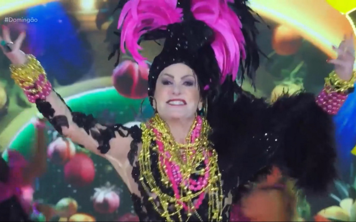 Ana Maria Braga interpretou Carmem Miranda na 'Batalha do Lip Sync' - Reprodução/TV Globo