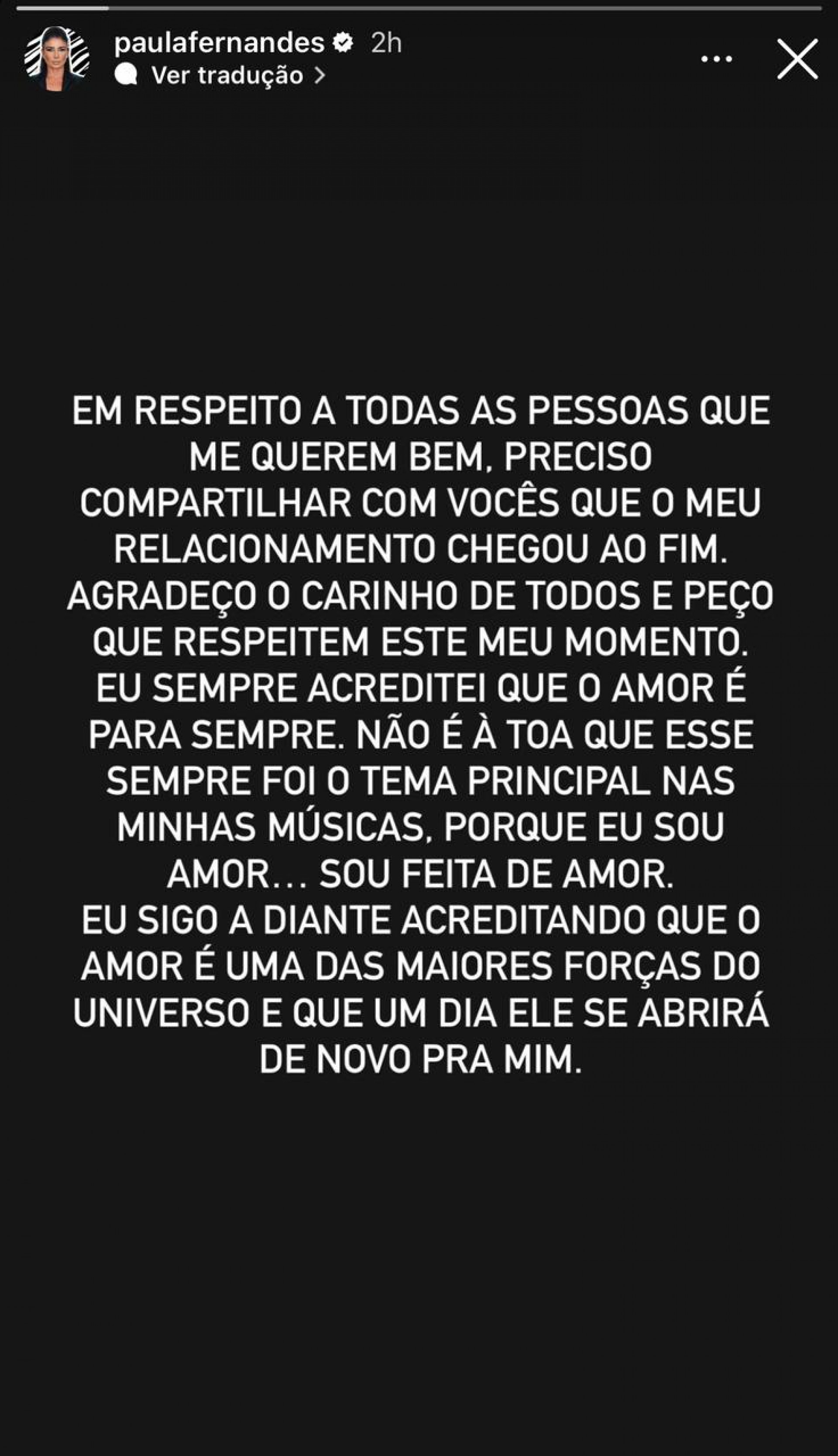 Paula Fernandes anuncia fim de relacionamento com Rony Cecconello - Reprodução