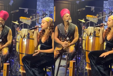 Carlinhos Brown e a filha, Clara Buarque, cantam juntos em show