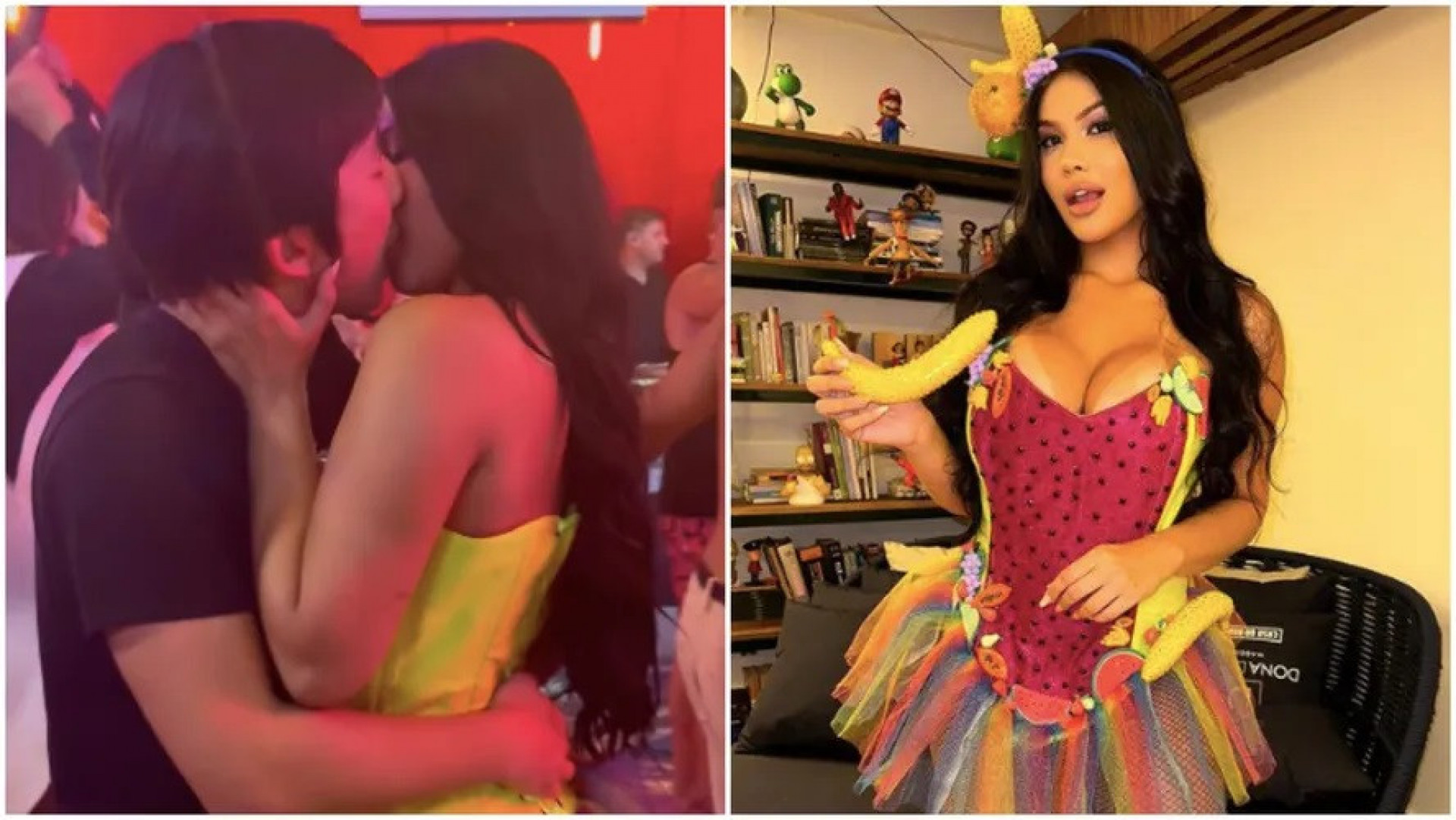 Pyong Lee e a influenciadora digital Ayarla Souza trocam beijos na festa de Carlinhos Maia - Reprodução Internet
