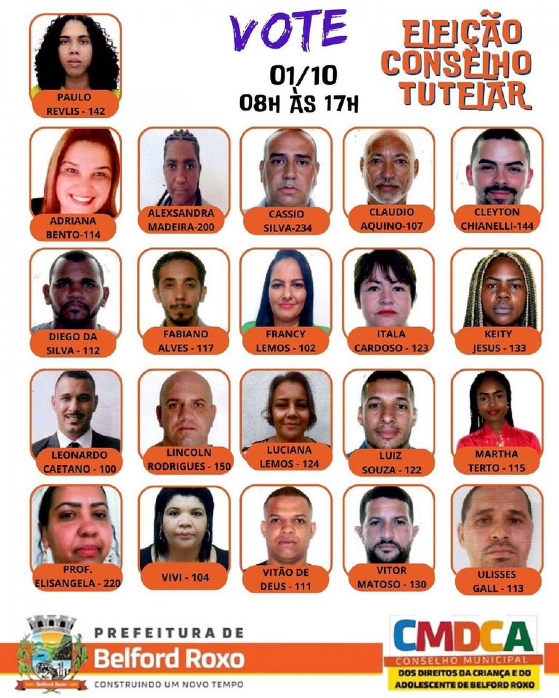 Os candidatos da eleição do Conselho Tutelar de Belford Roxo - Divulgação