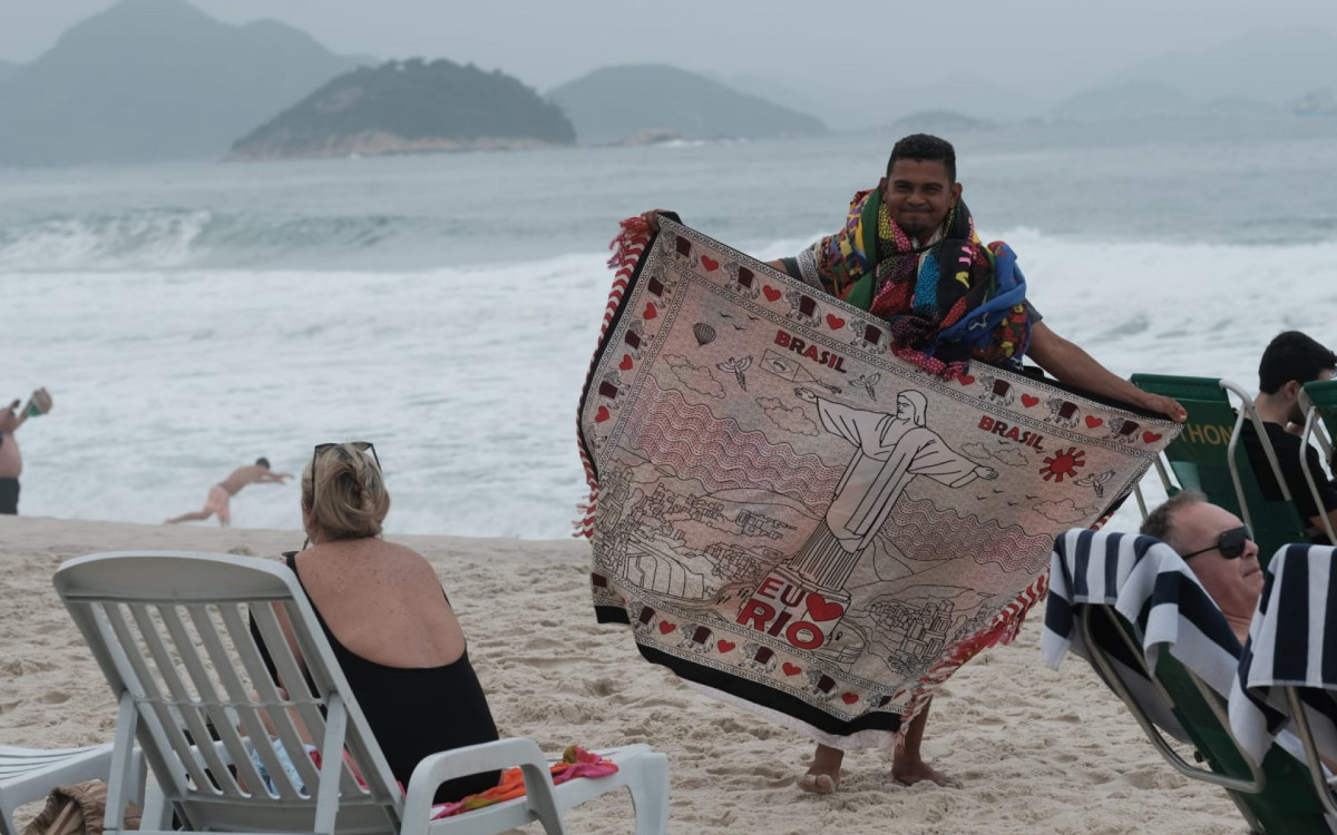 Clima tempo na praia de Copacabana, na Zona Sul do Rio