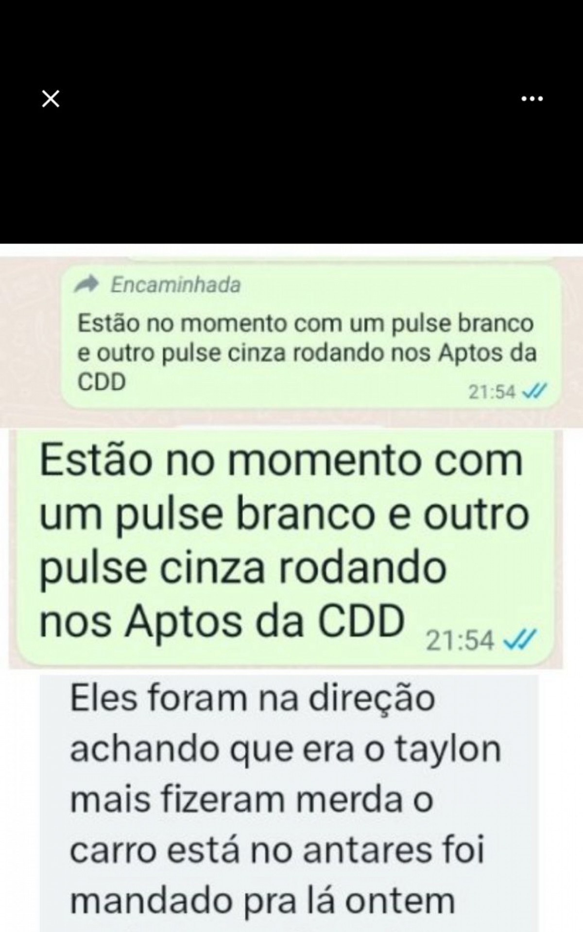 Prints dos relatos de moradores locais sobre os crimes praticados pelos criminosos no mesmo veículo