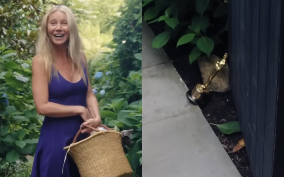Gwyneth Paltrow causou revolta na web por usar Oscar como peso de porta - Reprodução/YouTube
