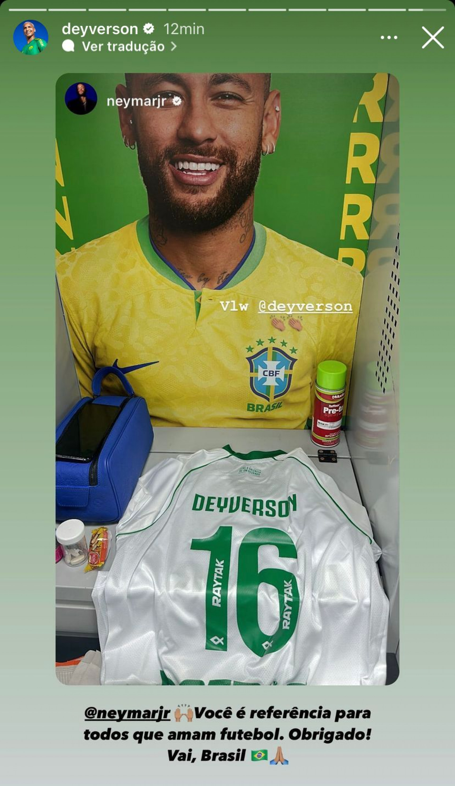 Deyverson compartilha agradecimento de Neymar e manda mensagem para o atacante - Foto: Reprodução/Instagram @deyverson