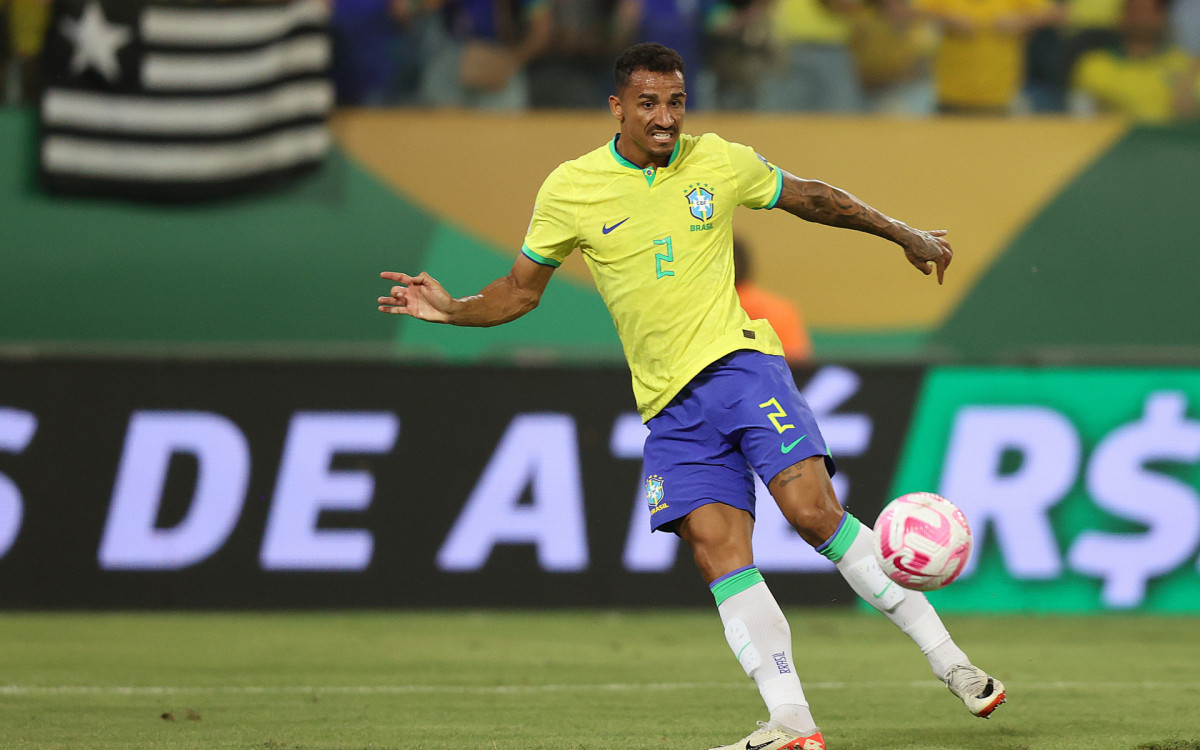 Danilo, no jogo entre Brasil x Venezuela em Cuiabá pelas Eliminatórias 2026. Na noite desta quinta-feira (12).