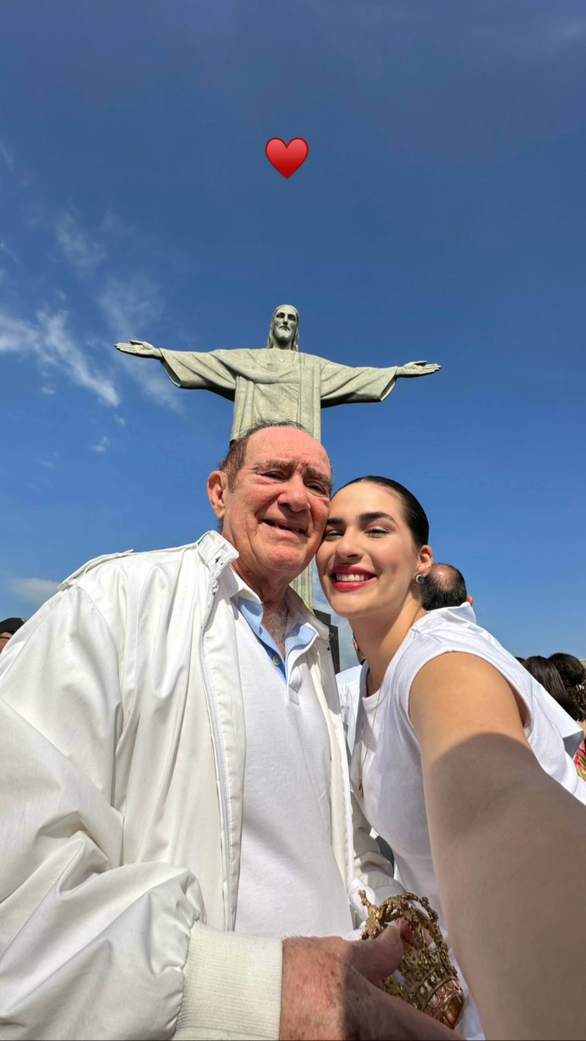 Renato Aragão e Livian Aragão no Cristo Redentor  - Reprodução / Instagram 