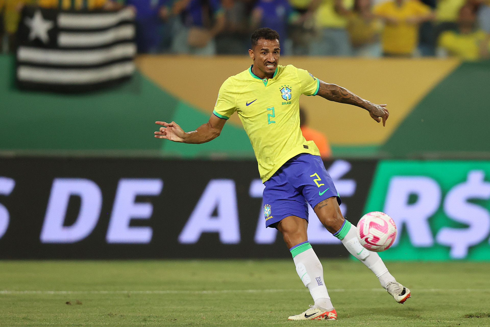Danilo, no jogo entre Brasil x Venezuela em Cuiab&aacute; pelas Eliminat&oacute;rias 2026. Na noite desta quinta-feira (12). - Vitor Silva/CBF