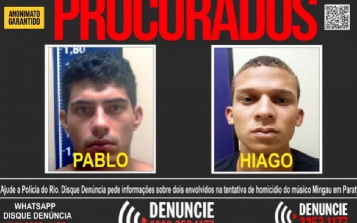 Segundo a Polícia Civil de Paraty, dos cinco envolvidos na tentativa de homicídio, apenas um, Hiago, à direita da foto ainda está foragido