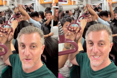 Luciano Huck anda de metrô na China e relata experiência: 'Uma loucura'