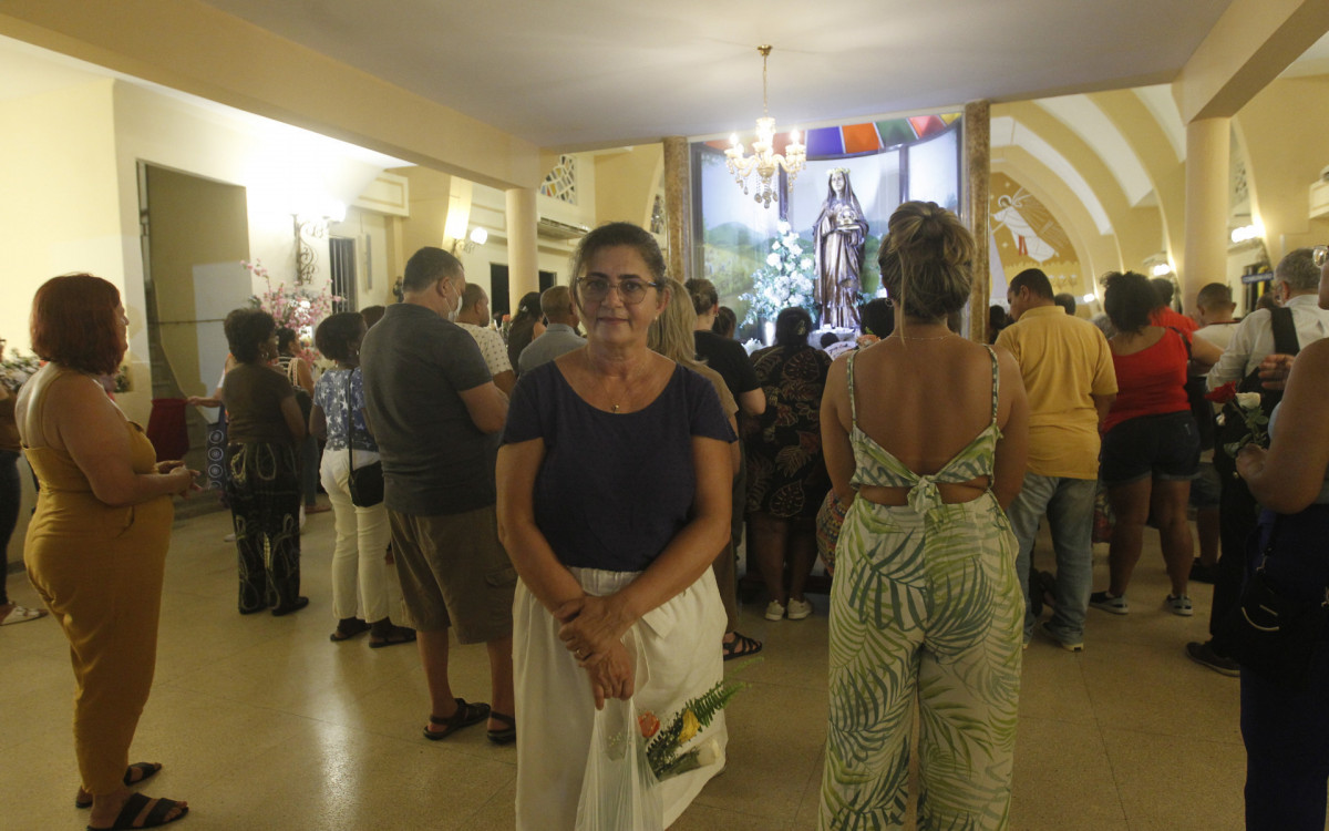 Missa em homenagem ao dia de Santa Edwiges, nesta segunda-feira (16). Na foto, Margarida Cardoso.
