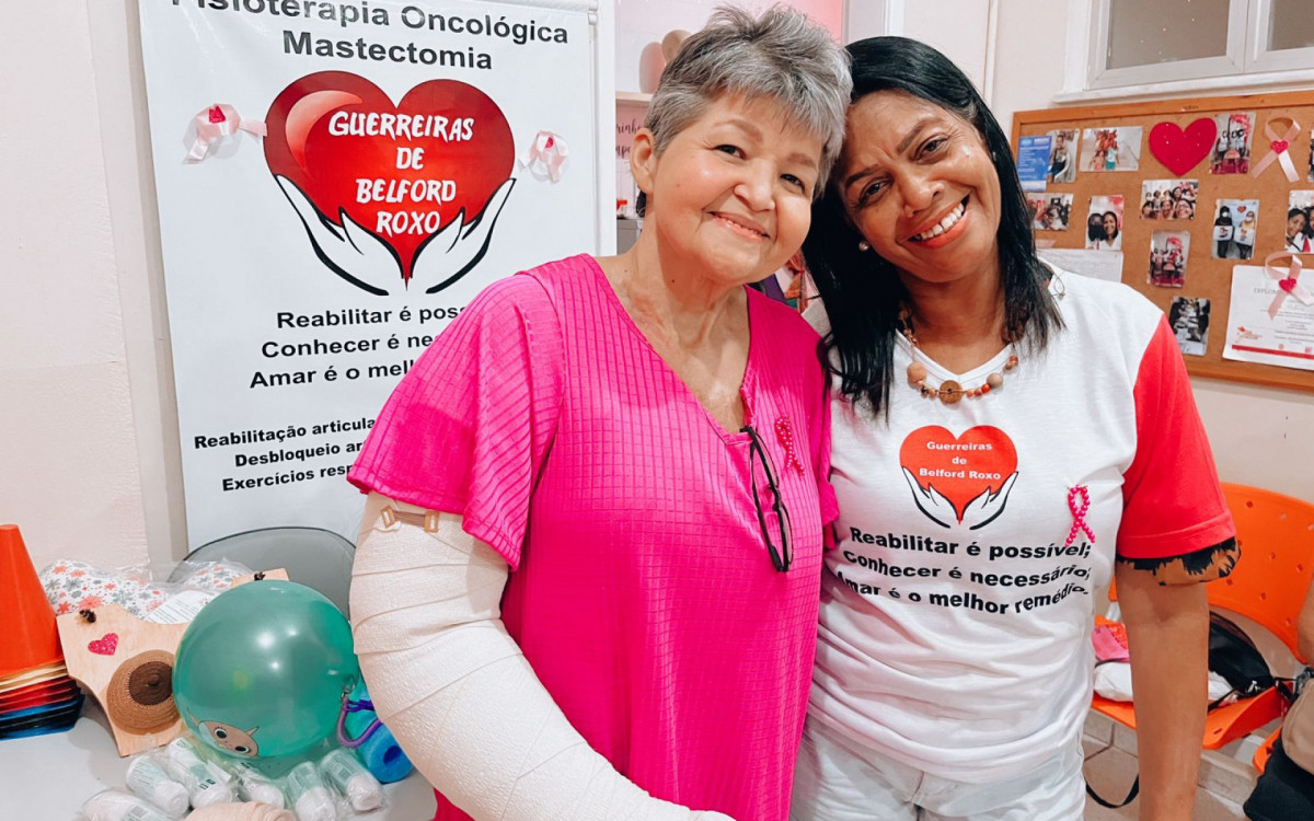 Alexandra Oliveira recebe o carinho e a atenção da fisioterapeuta Tania Ribeiro