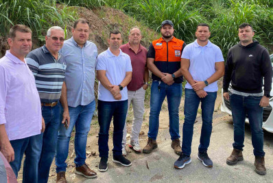 Secretário de Governo de Barra Mansa acompanha obras de contenção na BR-393