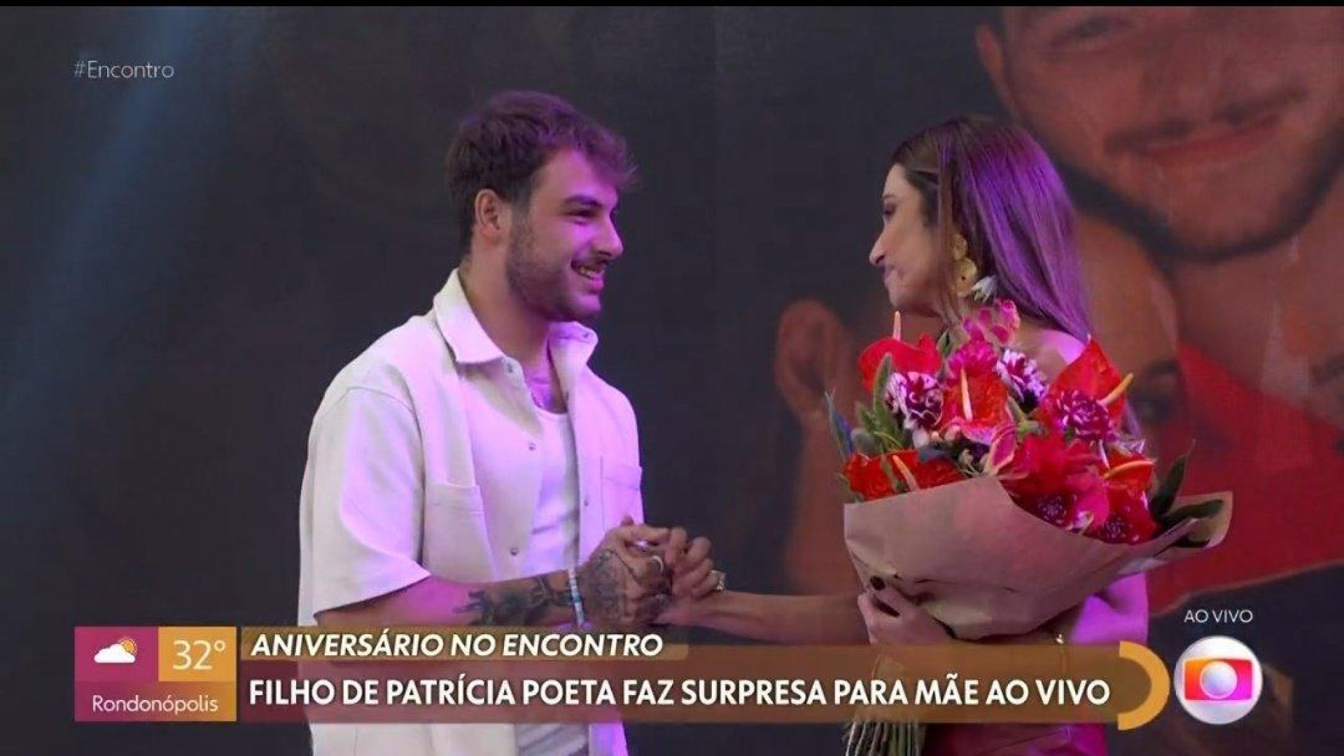 Felipe Soares faz surpresa para a mãe, Patrícia Poeta, no 'Encontro' - Reprodução