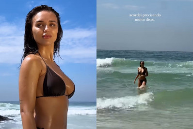 Rafa Kalimann veste biquíni fininho para dia de praia no Rio