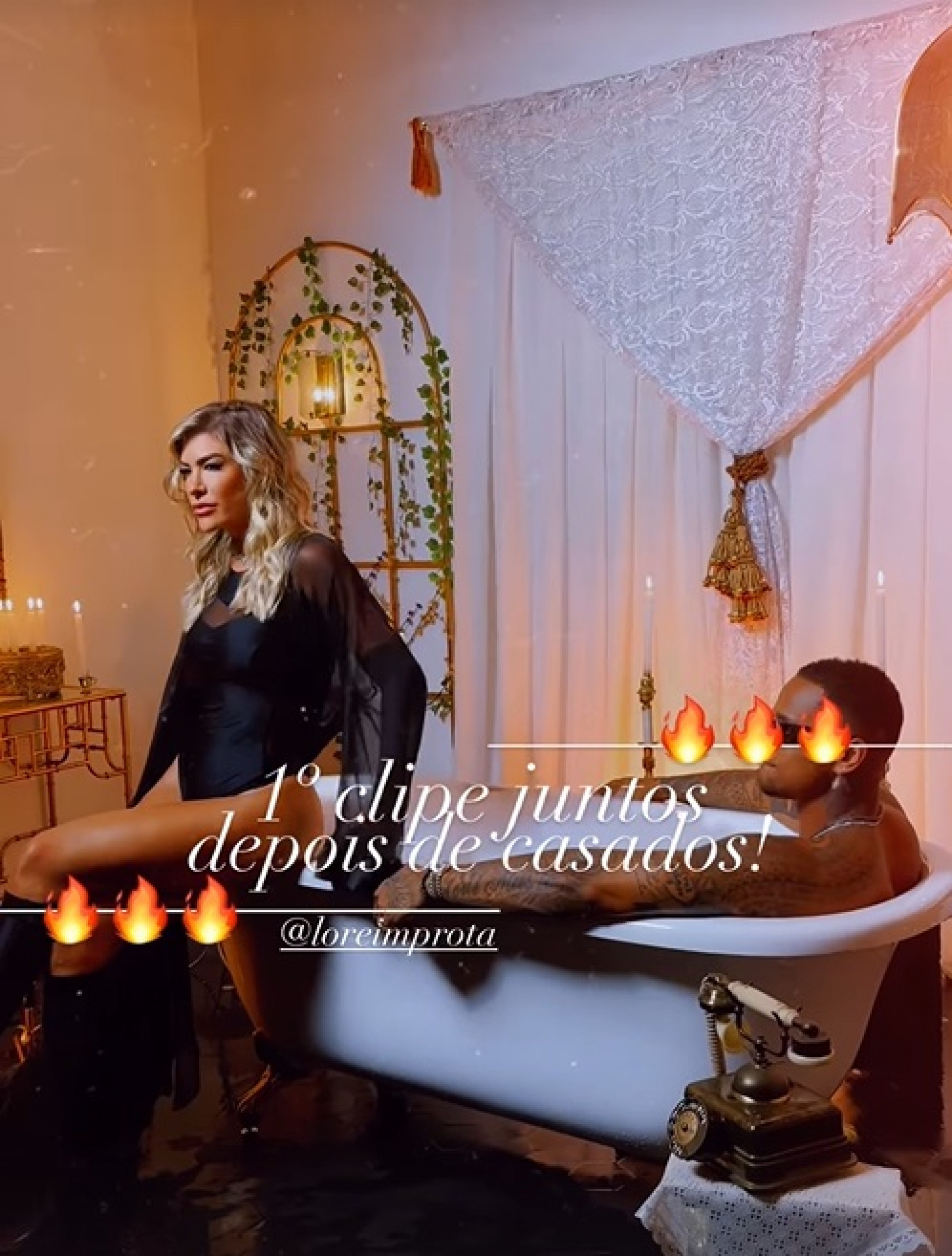 Lore Improta e Léo Santana gravam cenas do clipe 'Cama Repetida' - Reprodução do Instagram