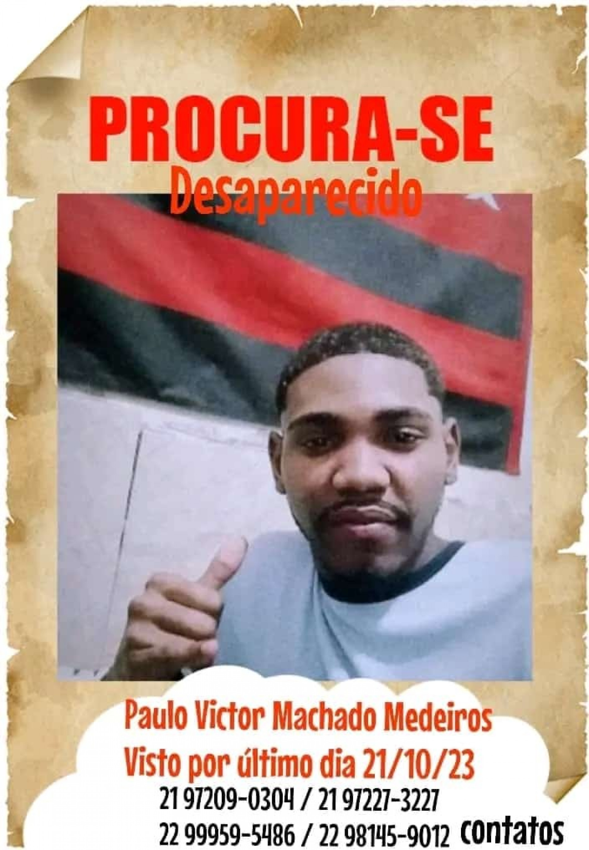 Cartaz divulgando o desaparecido  - Divulgação