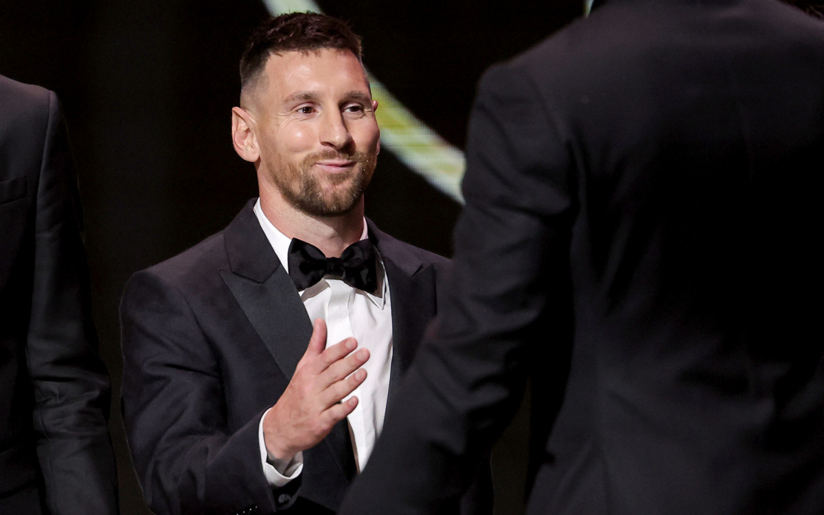 Messi na premia&ccedil;&atilde;o da Bola de Ouro - FRANCK FIFE / AFP