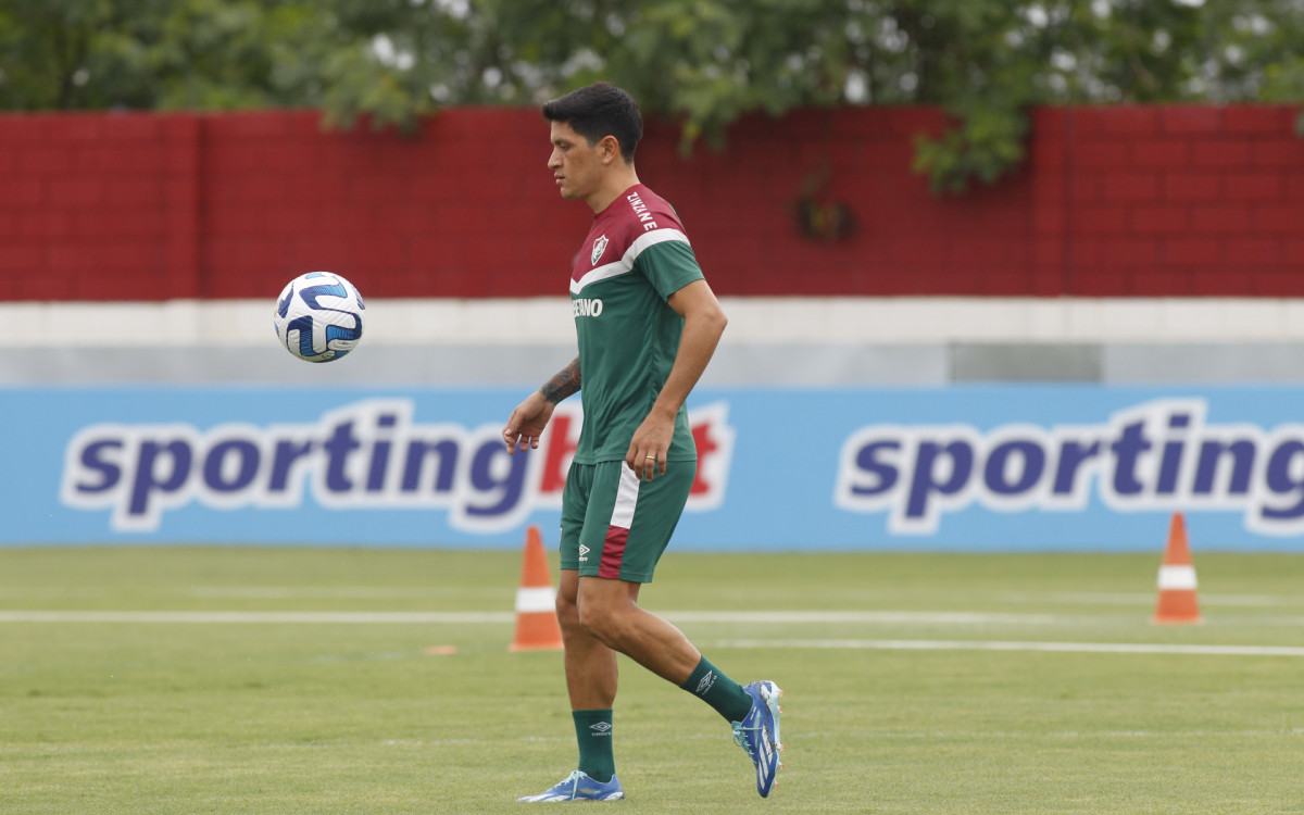 Ataque - Coletiva de imprensa com German Cano e treino do Fluminense, visando o jogo final da Copa Libertadores da America. Centro de Treinamento do Fluminense, em Jacarepagua, zona oeste do Rio de Janeiro.