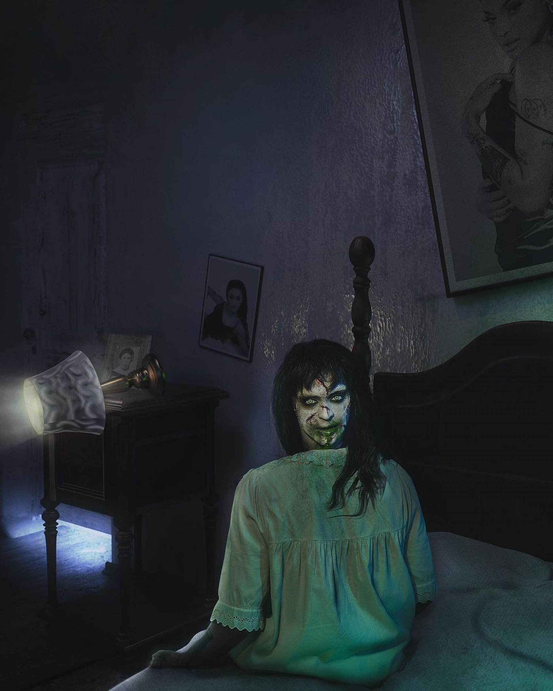 Pabllo Vittar se caracteriza como Regan, a menina possuída de 'O Exorcista', para o Halloween - Eduardo Bravin / Reprodução Internet