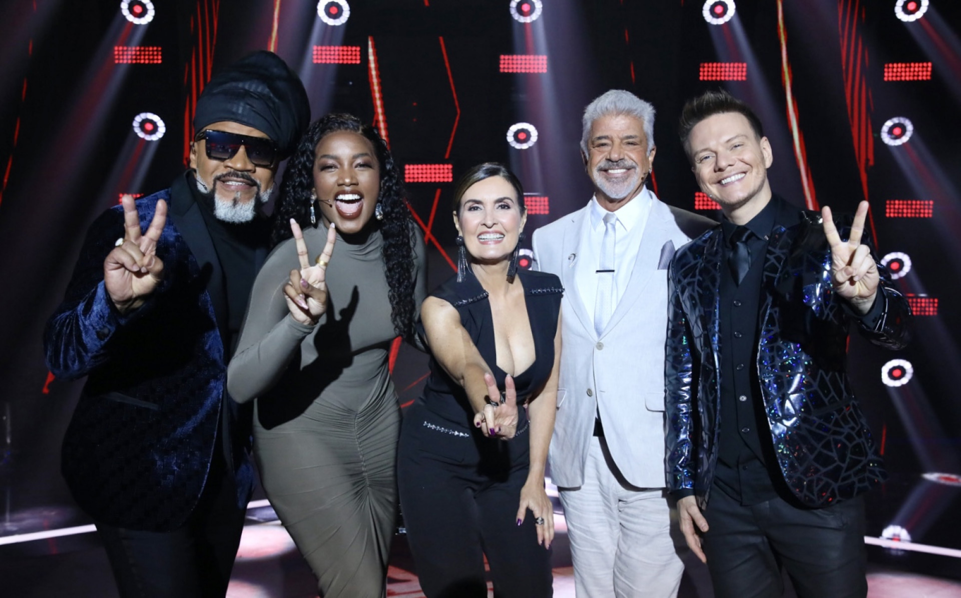 Carlinhos Brown, Iza, Fátima Bernardes, Lulu Santos e Michel Teló - Globo/ Manoella Mello