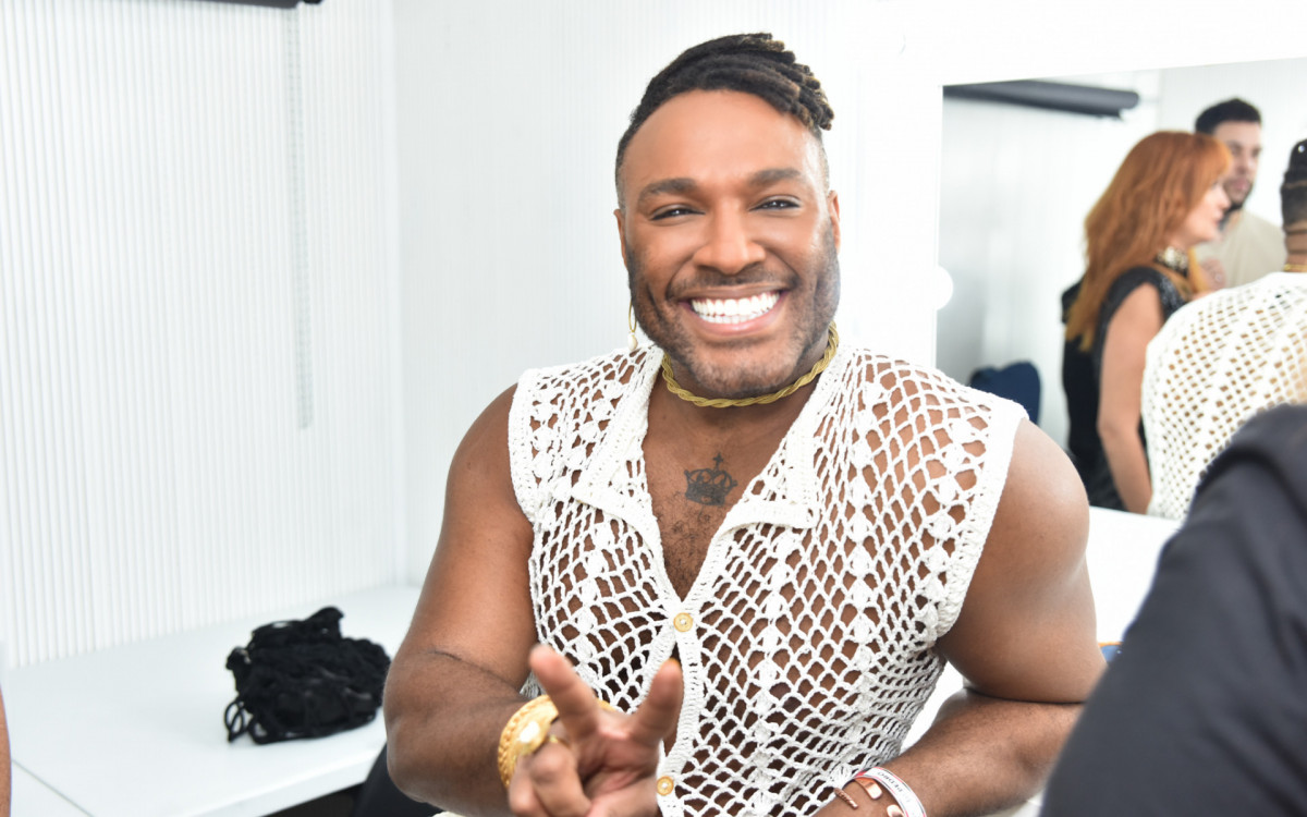 O ex-BBB Fred Nicácio participa do SPFW N56, nesta quarta-feira