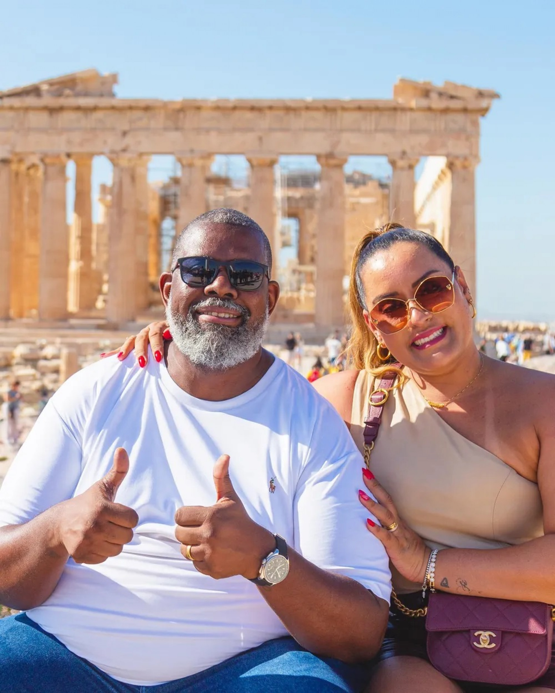 Péricles e mulher durante viagem à Grécia - Reprodução / Instagram