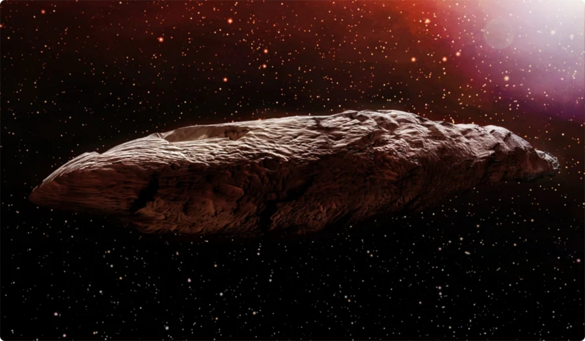 Reprodução em 3 do objeto conhecido como Oumuamua - Reprodução/Scientific American