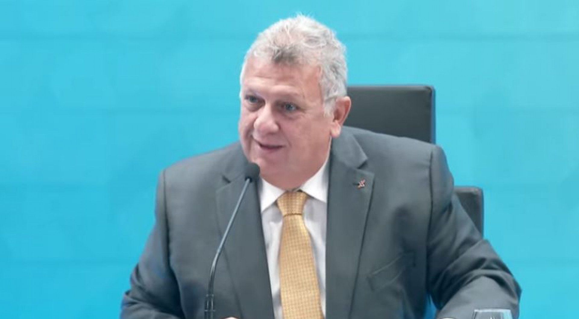 Carlos Vieira, presidente da Caixa Econômica Federal, em coletiva de imprensa nesta terça-feira (14)  - Reprodução/ YouTube