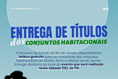 Entrega de títulos dos conjuntos habitacionais acontece neste sábado em Levy Gasparian