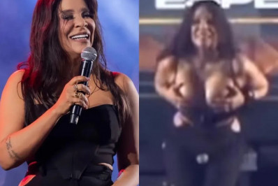 Vídeo: Depois de colocar silicone, cantora do Calcinha Preta mostra os seios em show